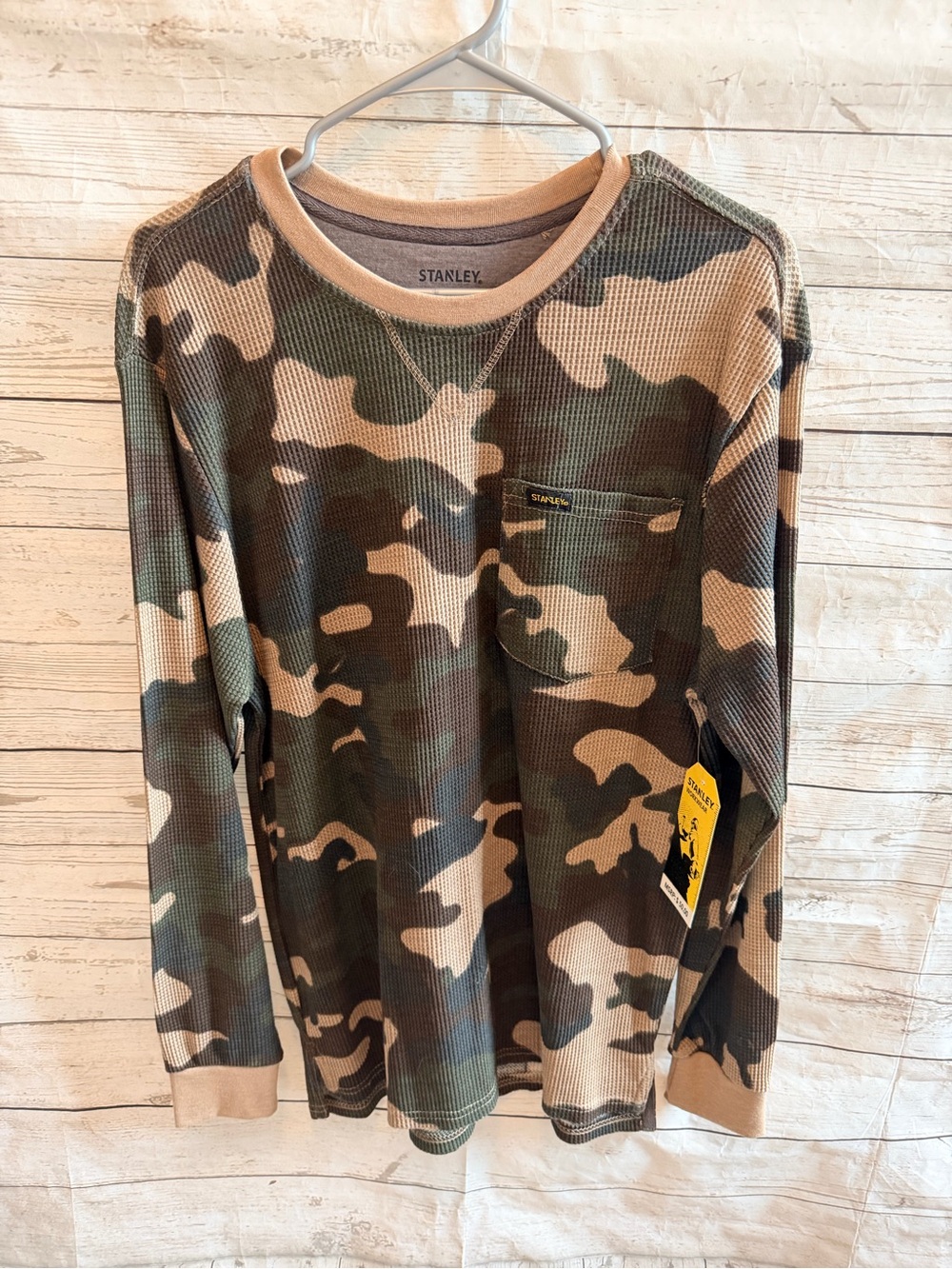 Stanley Men's Camouflage Waffle Knit Crewneck Sweater - Green/Tan